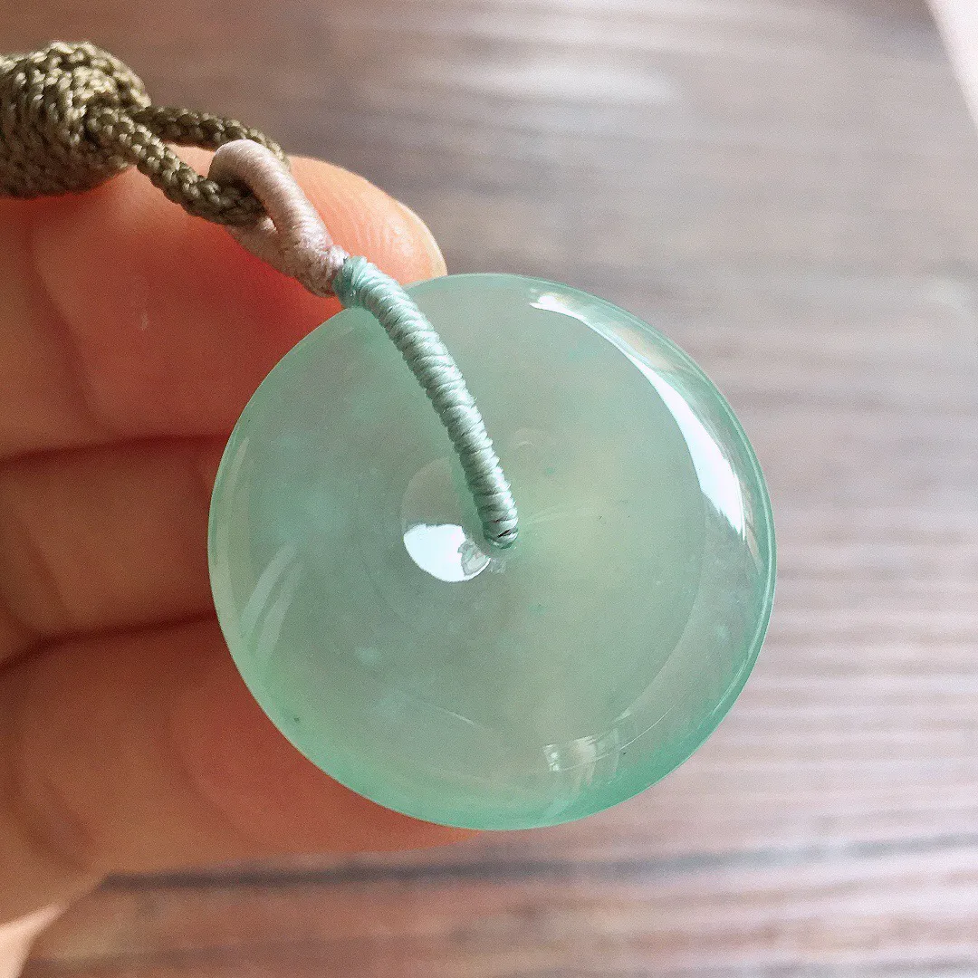 冰晴底平安扣，冰冰润润，玉质细腻，种水足，001 尺寸27.5*5.7