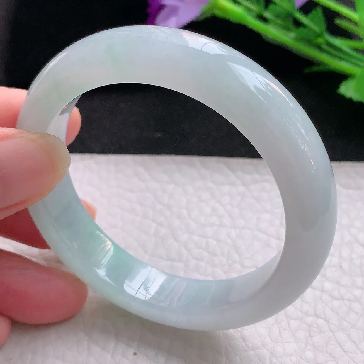 fx小圈口51*11.8*8.2平安镯 翡翠玉手镯清新冰胶宽边玉手环 美人镯