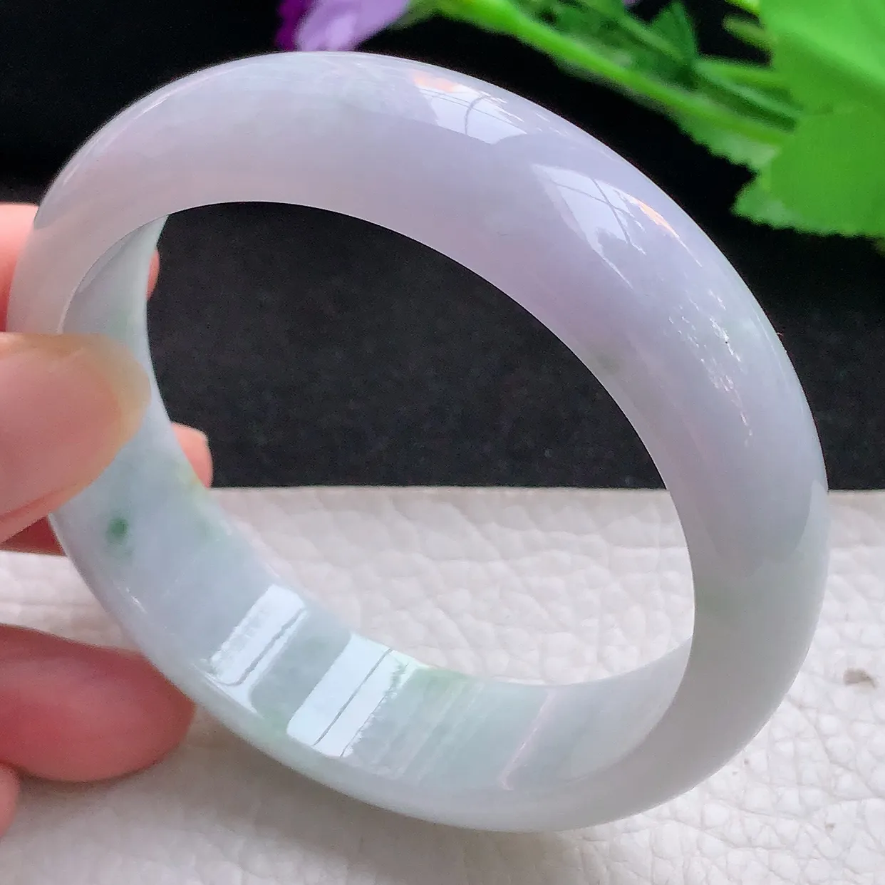 nr自然光59.5*16.8*8轮胎镯 缅甸翡翠A货玉手镯春带彩宽边玉手环