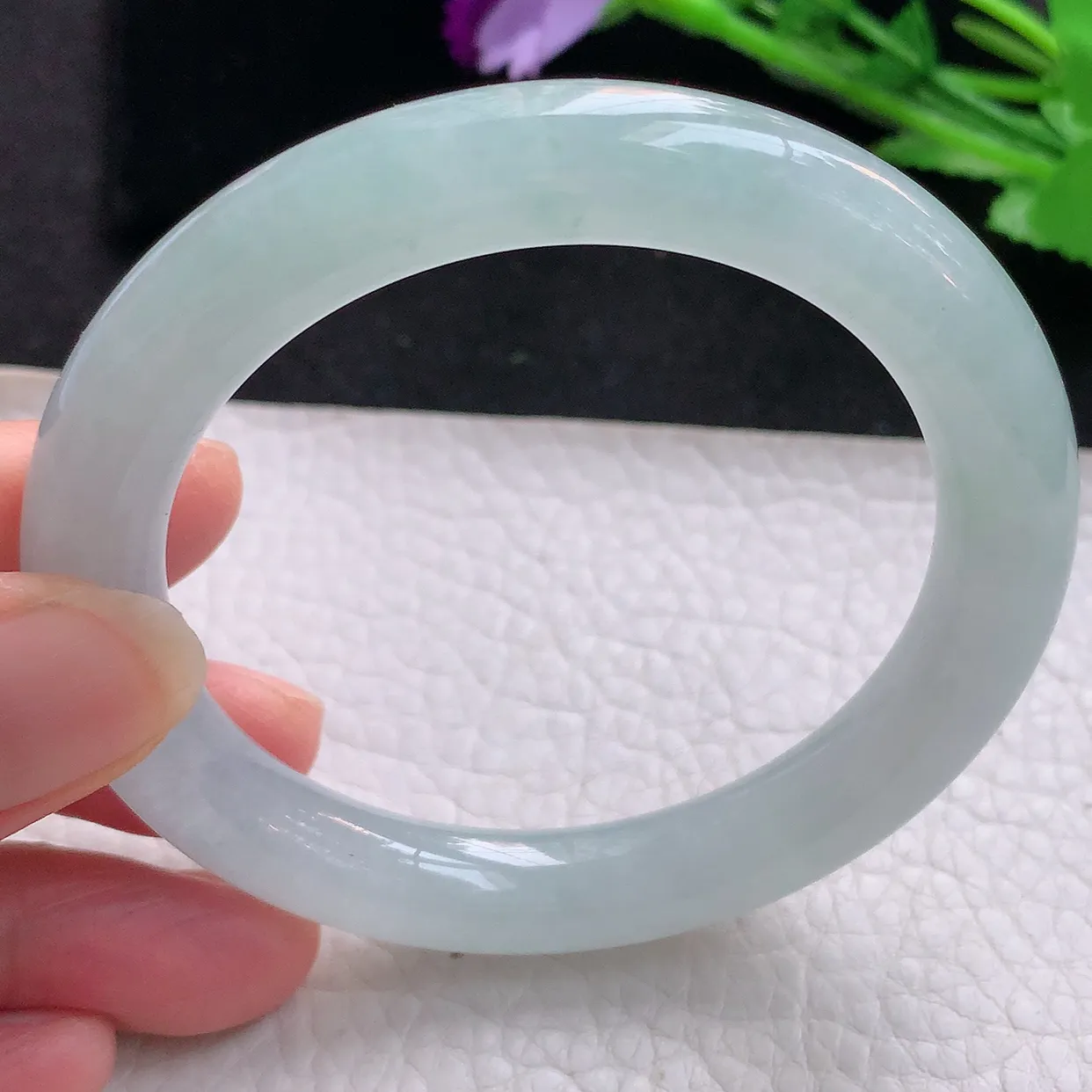 jm自然光55*9.8美人镯 缅甸翡翠A货冰晴纯美圆条玉手镯玉手环