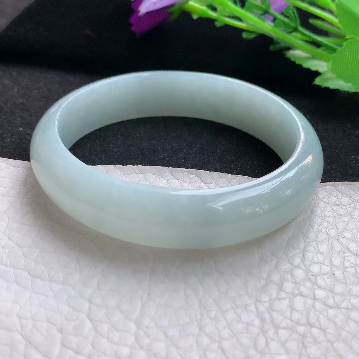 nr自然光57.5*13.8*7平安镯 缅甸翡翠A货玉手镯晴底宽边玉手环