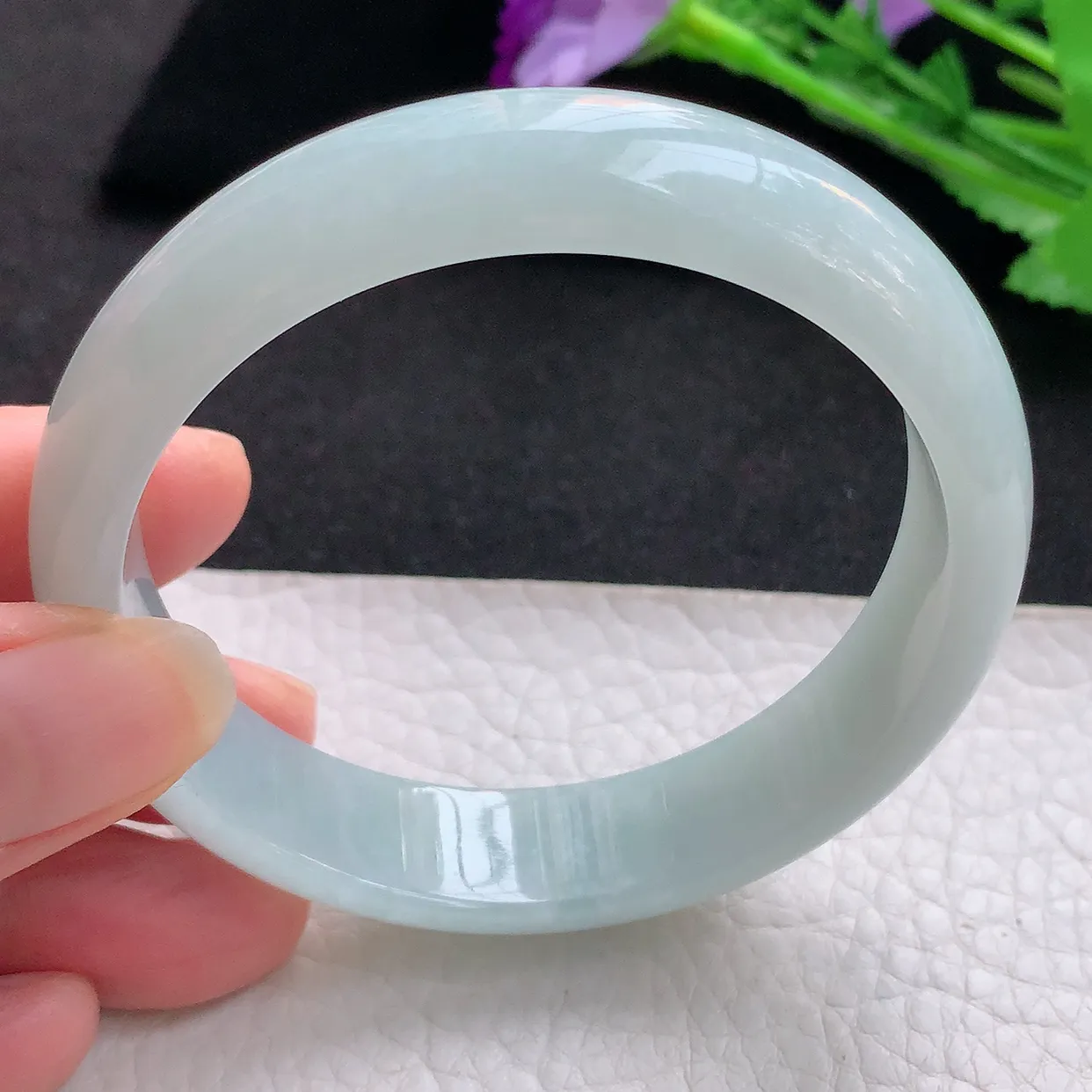 nr自然光57.5*13.8*7平安镯 缅甸翡翠A货玉手镯晴底宽边玉手环