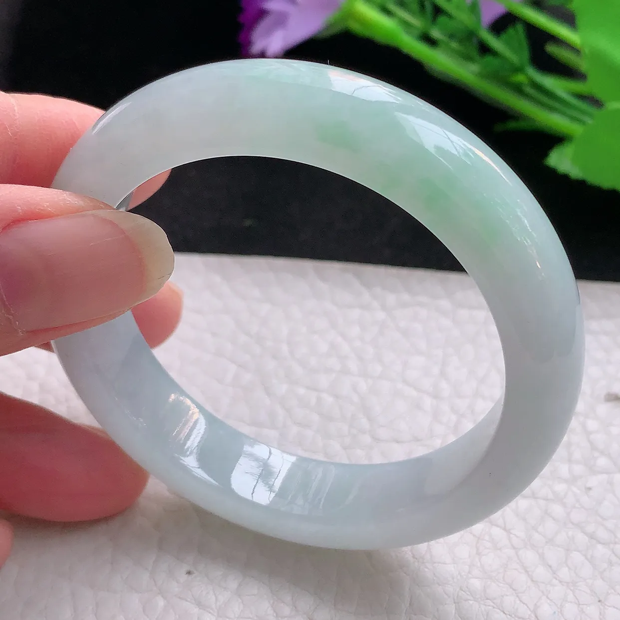 fx小圈口51*11.8*8.2平安镯 翡翠玉手镯清新冰胶宽边玉手环 美人镯