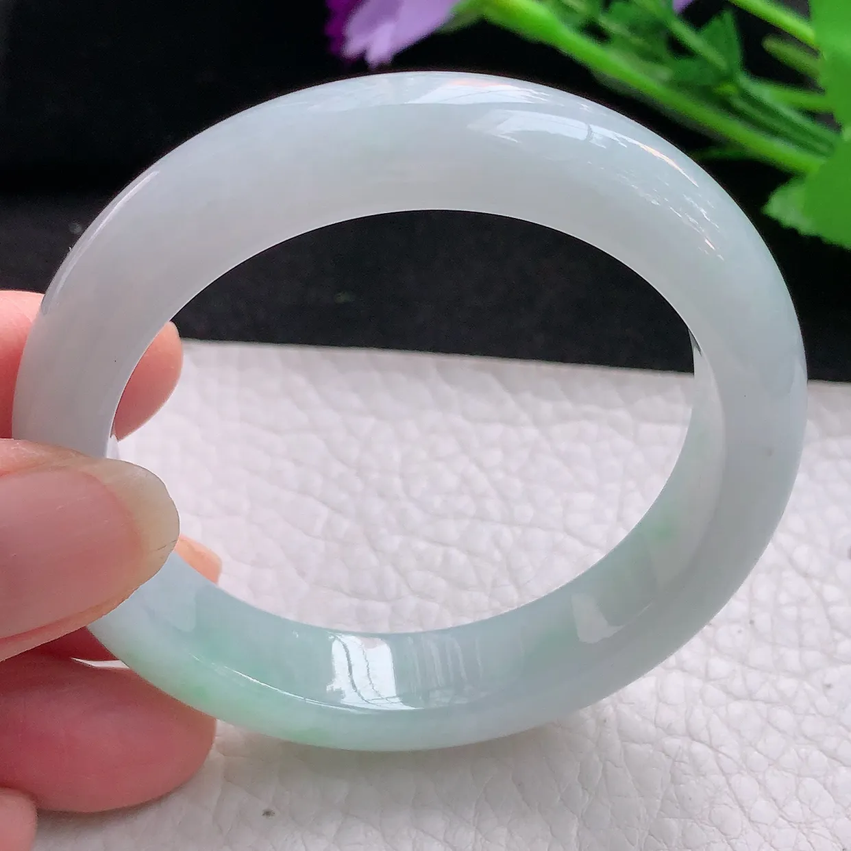 fx小圈口51*11.8*8.2平安镯 翡翠玉手镯清新冰胶宽边玉手环 美人镯