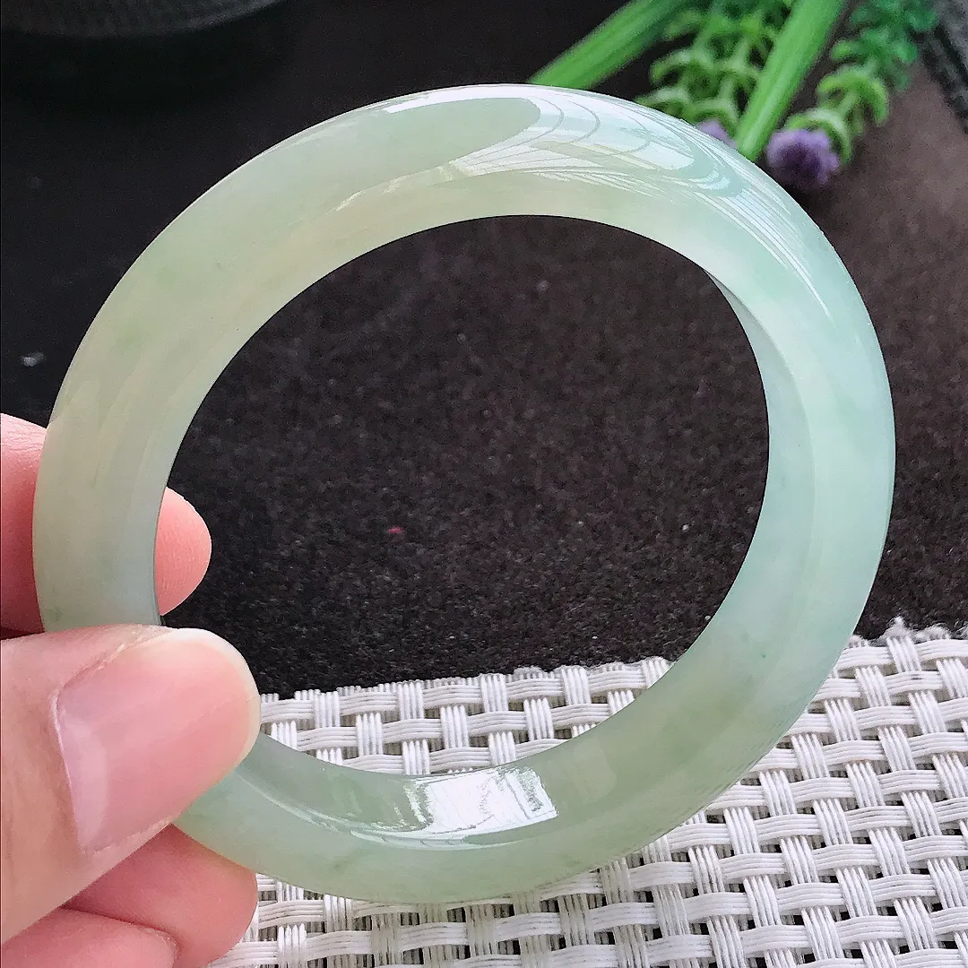 天然A货翡翠54.5/11.9/9老坑冰胶果冻蜜蜡黄黄翡手镯宽边玉镯手环