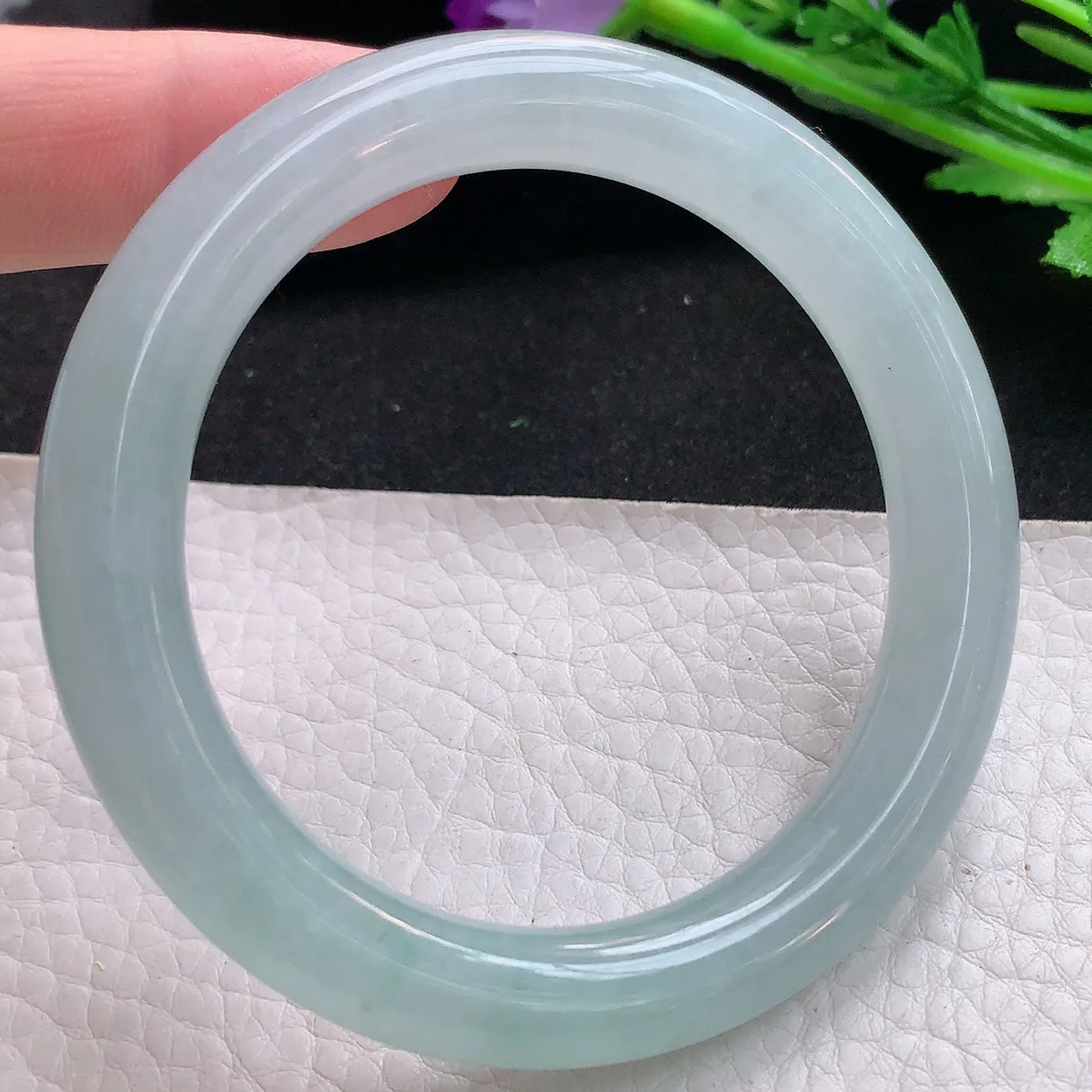 jm自然光55*9.8美人镯 缅甸翡翠A货冰晴纯美圆条玉手镯玉手环