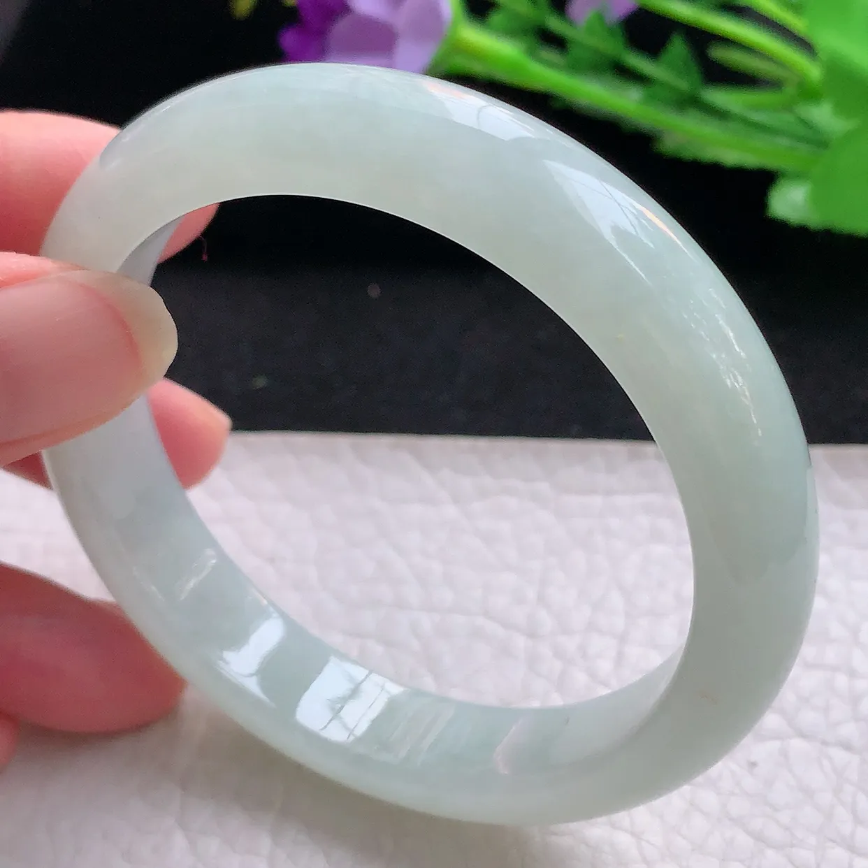 xx自然光56*12*7.8平安镯 缅甸翡翠A货玉手镯冰晴宽边玉手环