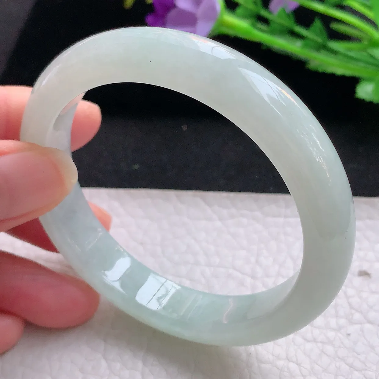 xx自然光56*12*7.8平安镯 缅甸翡翠A货玉手镯冰晴宽边玉手环