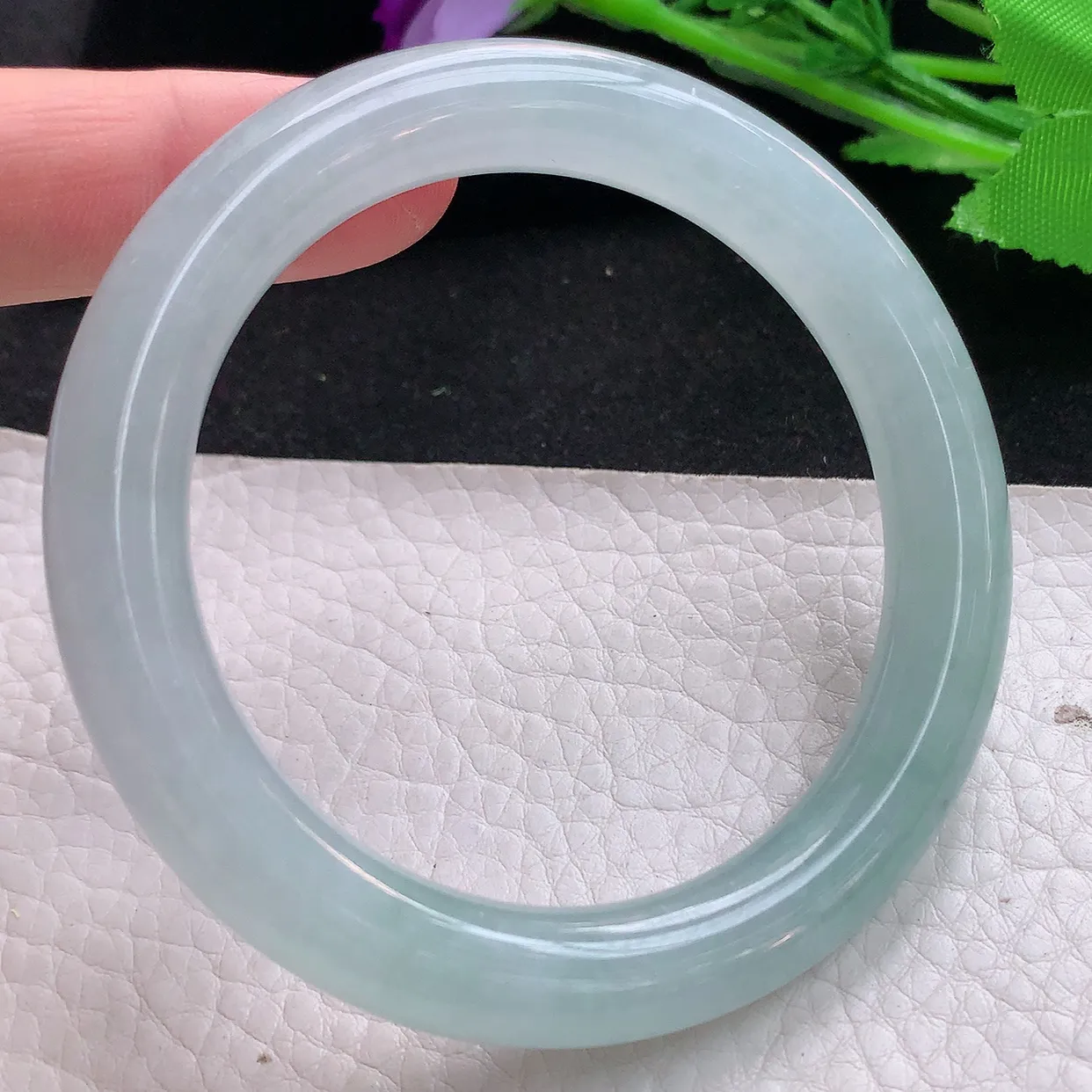 jm自然光55*9.8美人镯 缅甸翡翠A货冰晴纯美圆条玉手镯玉手环