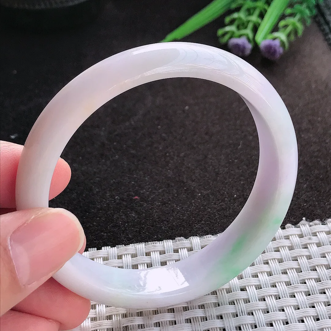 天然A货翡翠58/13.5/7老坑秀气温润飘绿吊坠翡翠玉镯手环