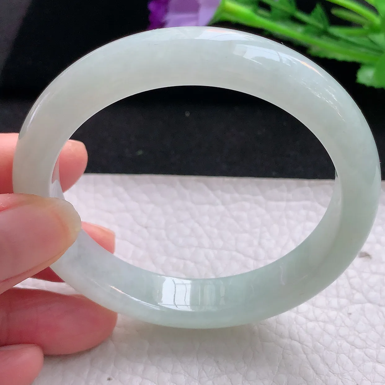 xx自然光56*12*7.8平安镯 缅甸翡翠A货玉手镯冰晴宽边玉手环