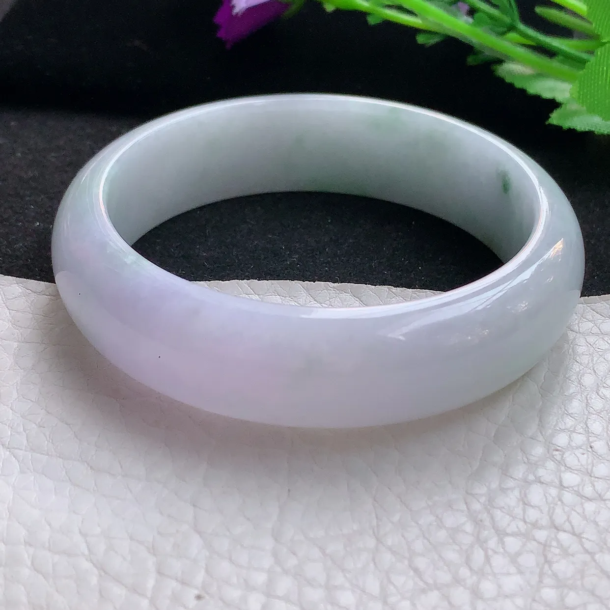 nr自然光59.5*16.8*8轮胎镯 缅甸翡翠A货玉手镯春带彩宽边玉手环