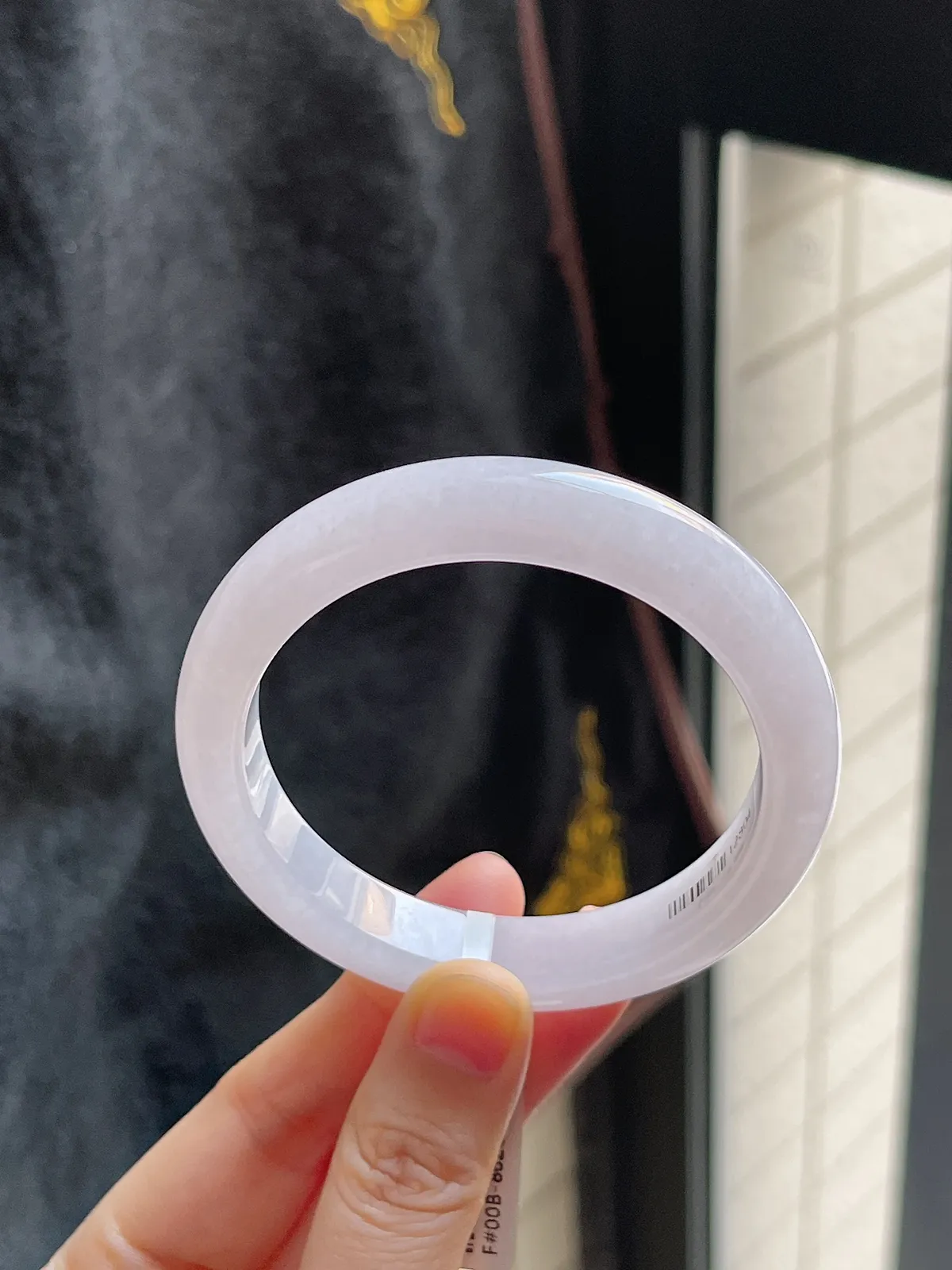 正圈55.8圈口，翡翠冰糯种淡紫色手镯