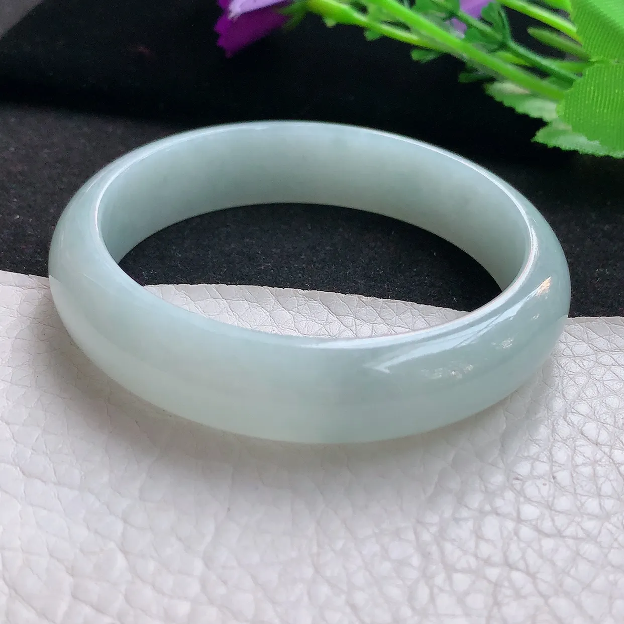 nr自然光57.5*13.8*7平安镯 缅甸翡翠A货玉手镯晴底宽边玉手环