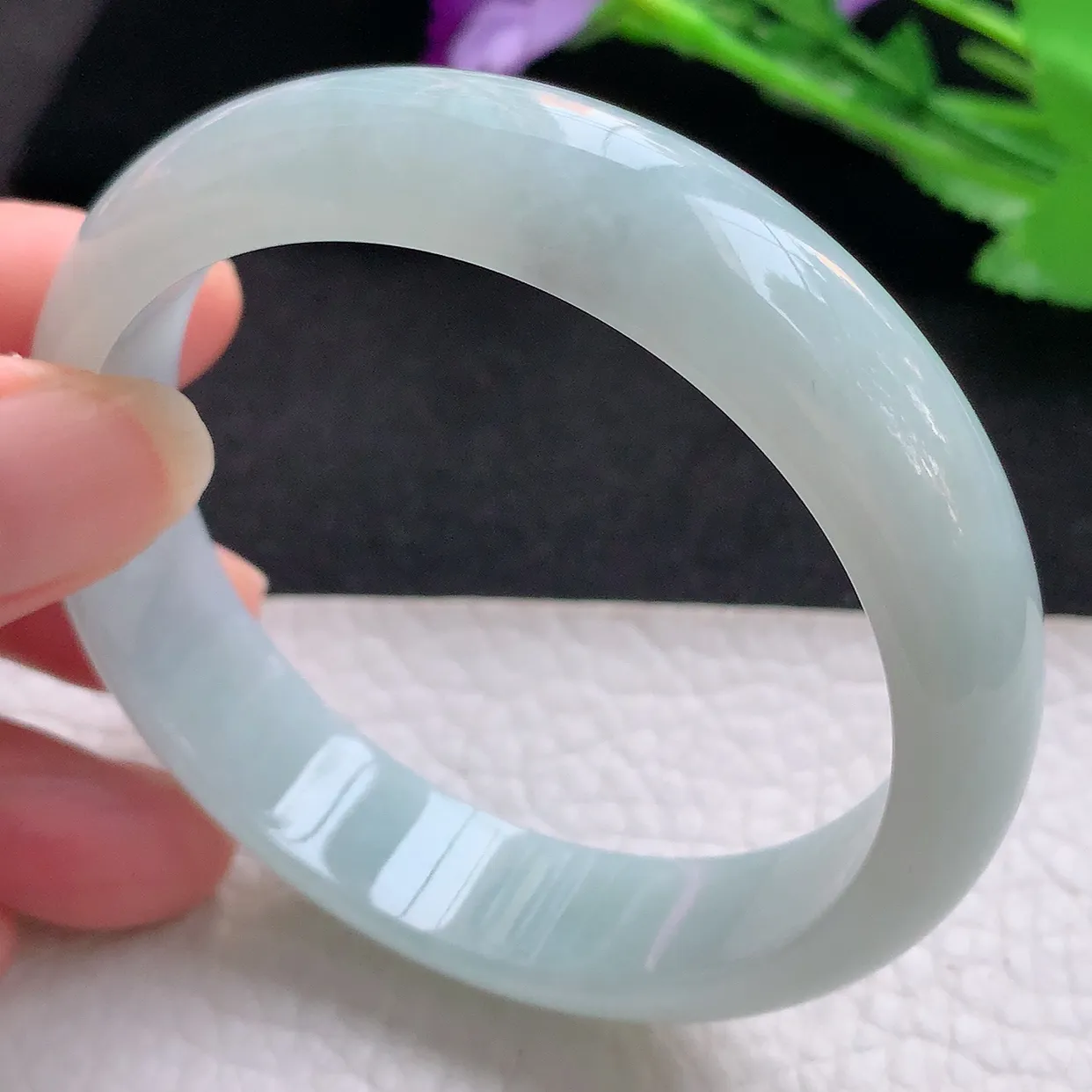 nr自然光57.5*13.8*7平安镯 缅甸翡翠A货玉手镯晴底宽边玉手环