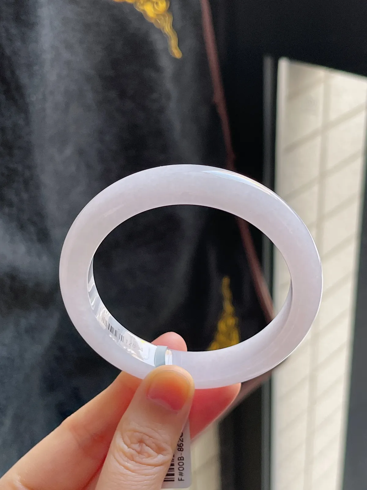 正圈55.8圈口，翡翠冰糯种淡紫色手镯