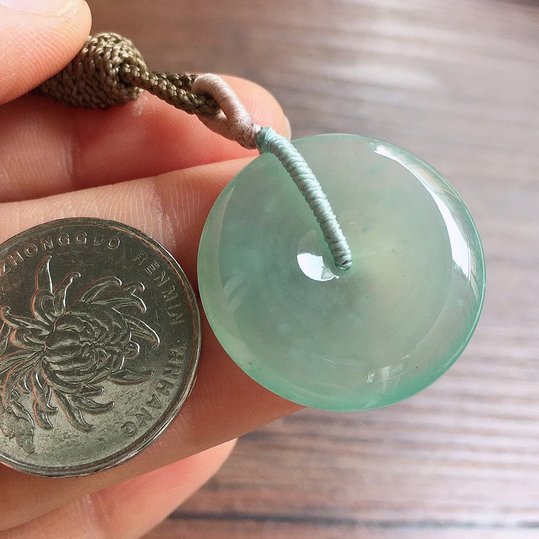 冰晴底平安扣，冰冰润润，玉质细腻，种水足，001 尺寸27.5*5.7