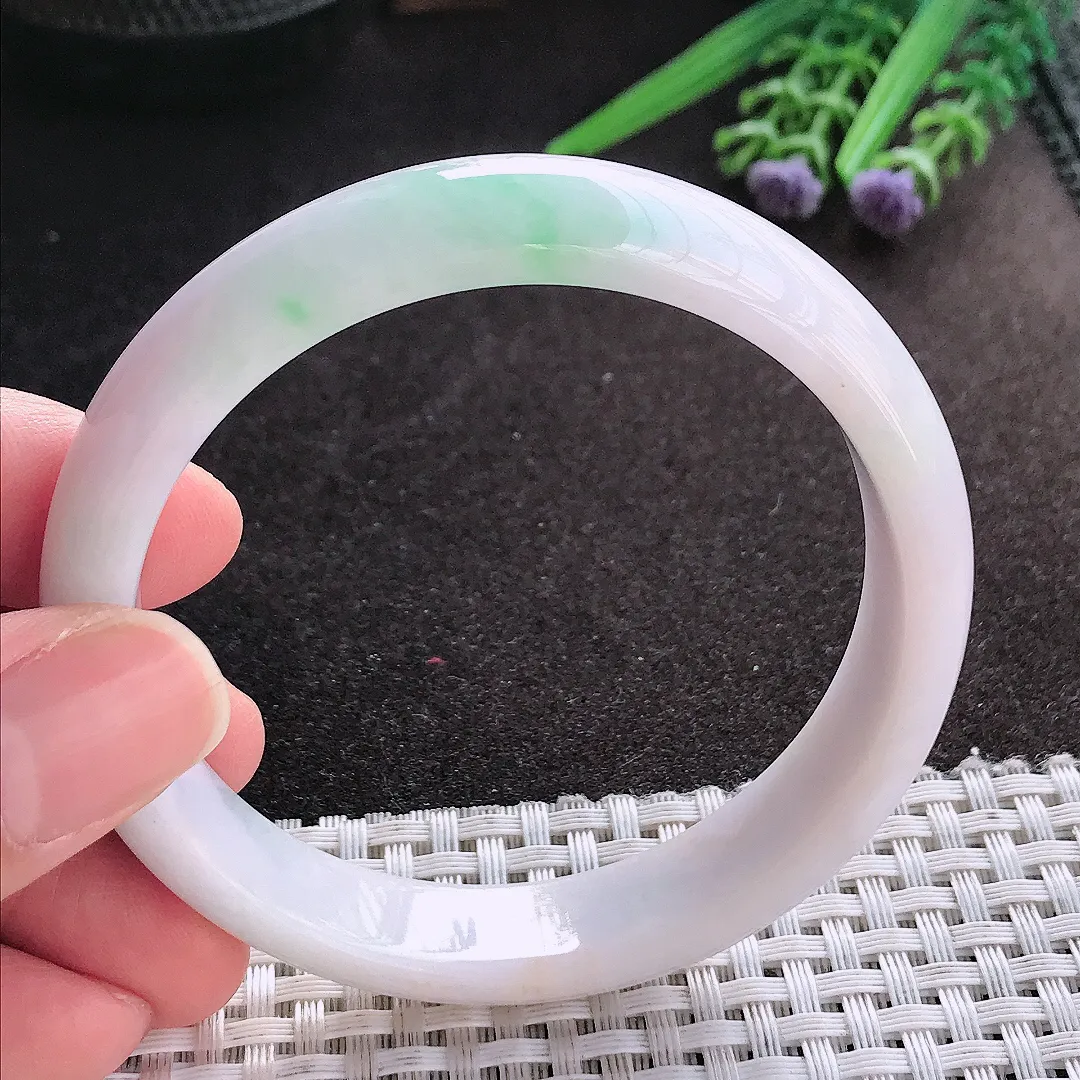 天然A货翡翠58/13.5/7老坑秀气温润飘绿吊坠翡翠玉镯手环