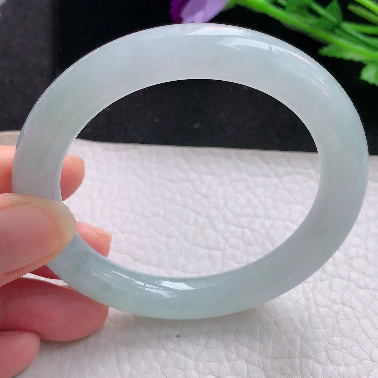 jm自然光55*9.8美人镯 缅甸翡翠A货冰晴纯美圆条玉手镯玉手环