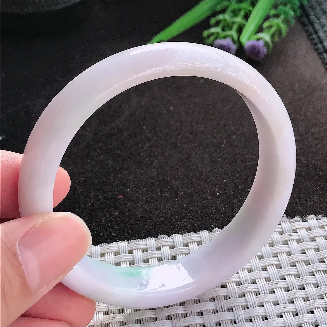 天然A货翡翠58/13.5/7老坑秀气温润飘绿吊坠翡翠玉镯手环