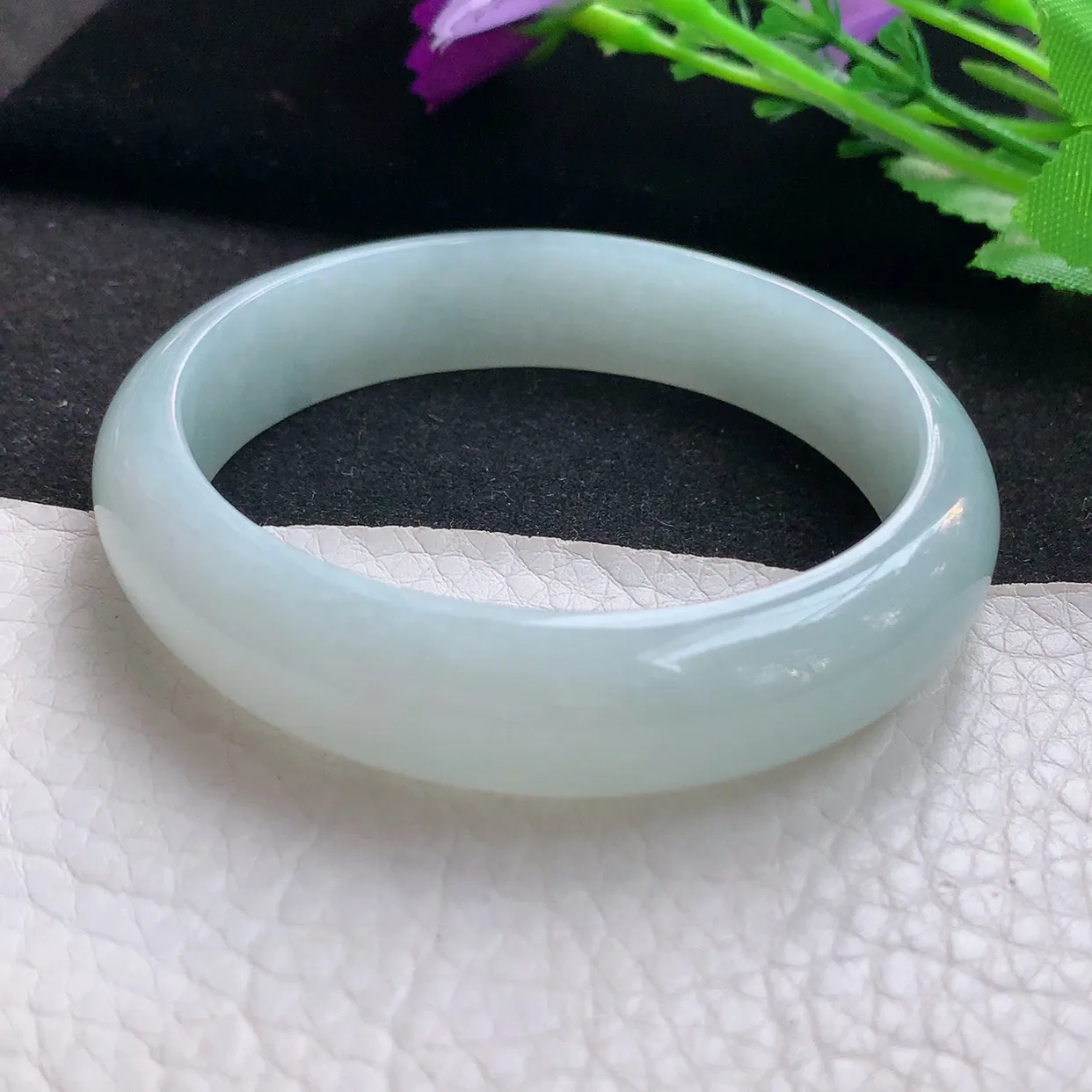 nr自然光57.5*13.8*7平安镯 缅甸翡翠A货玉手镯晴底宽边玉手环