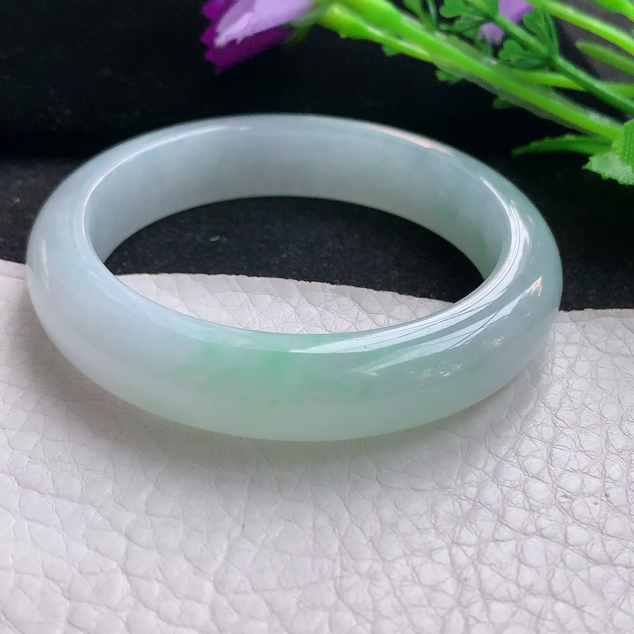 fx小圈口51*11.8*8.2平安镯 翡翠玉手镯清新冰胶宽边玉手环 美人镯