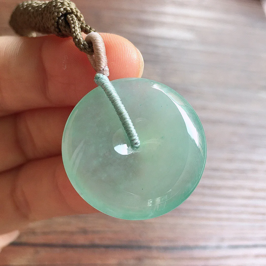 冰晴底平安扣，冰冰润润，玉质细腻，种水足，001 尺寸27.5*5.7