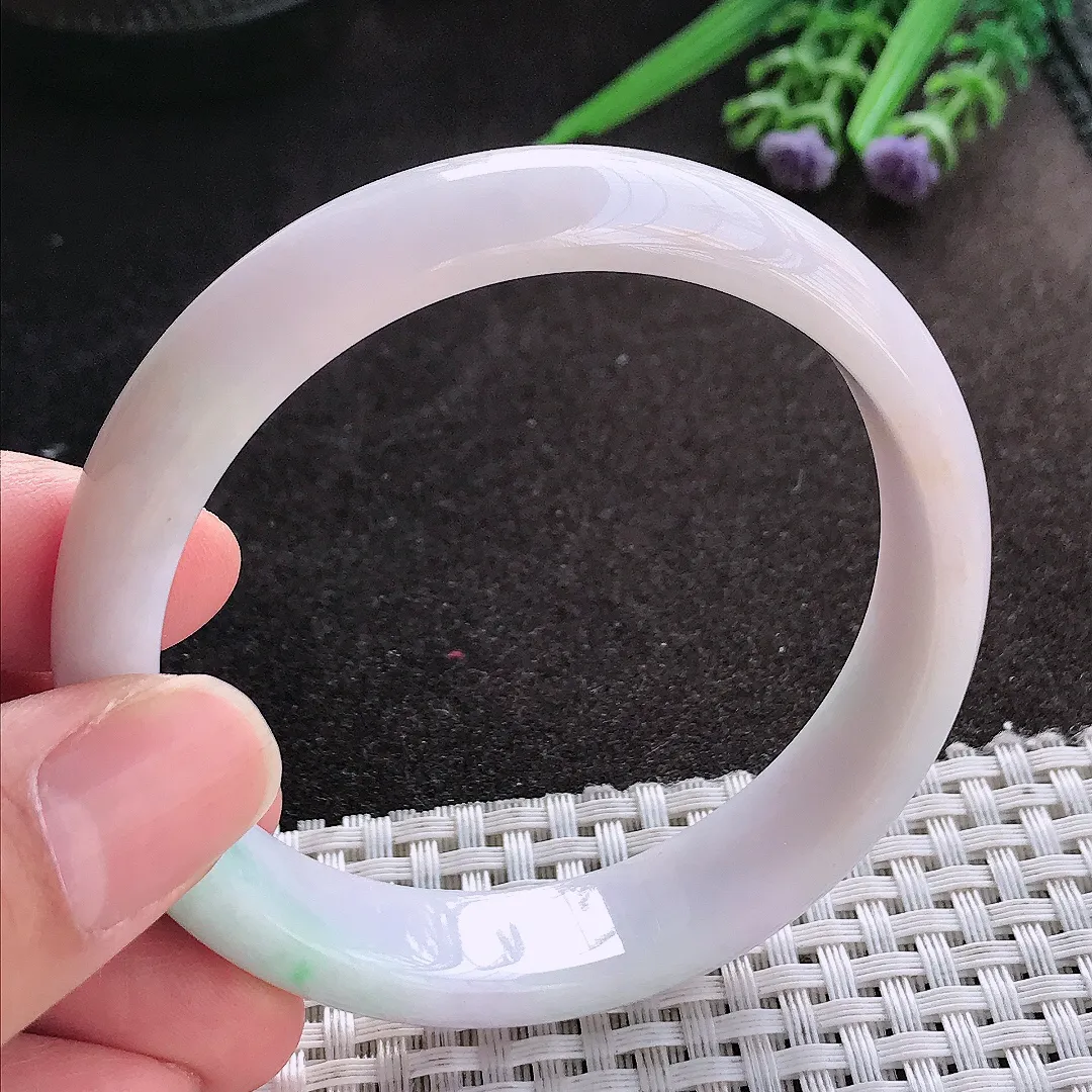 天然A货翡翠58/13.5/7老坑秀气温润飘绿吊坠翡翠玉镯手环