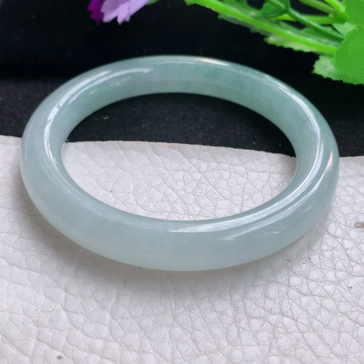 jm自然光55*9.8美人镯 缅甸翡翠A货冰晴纯美圆条玉手镯玉手环