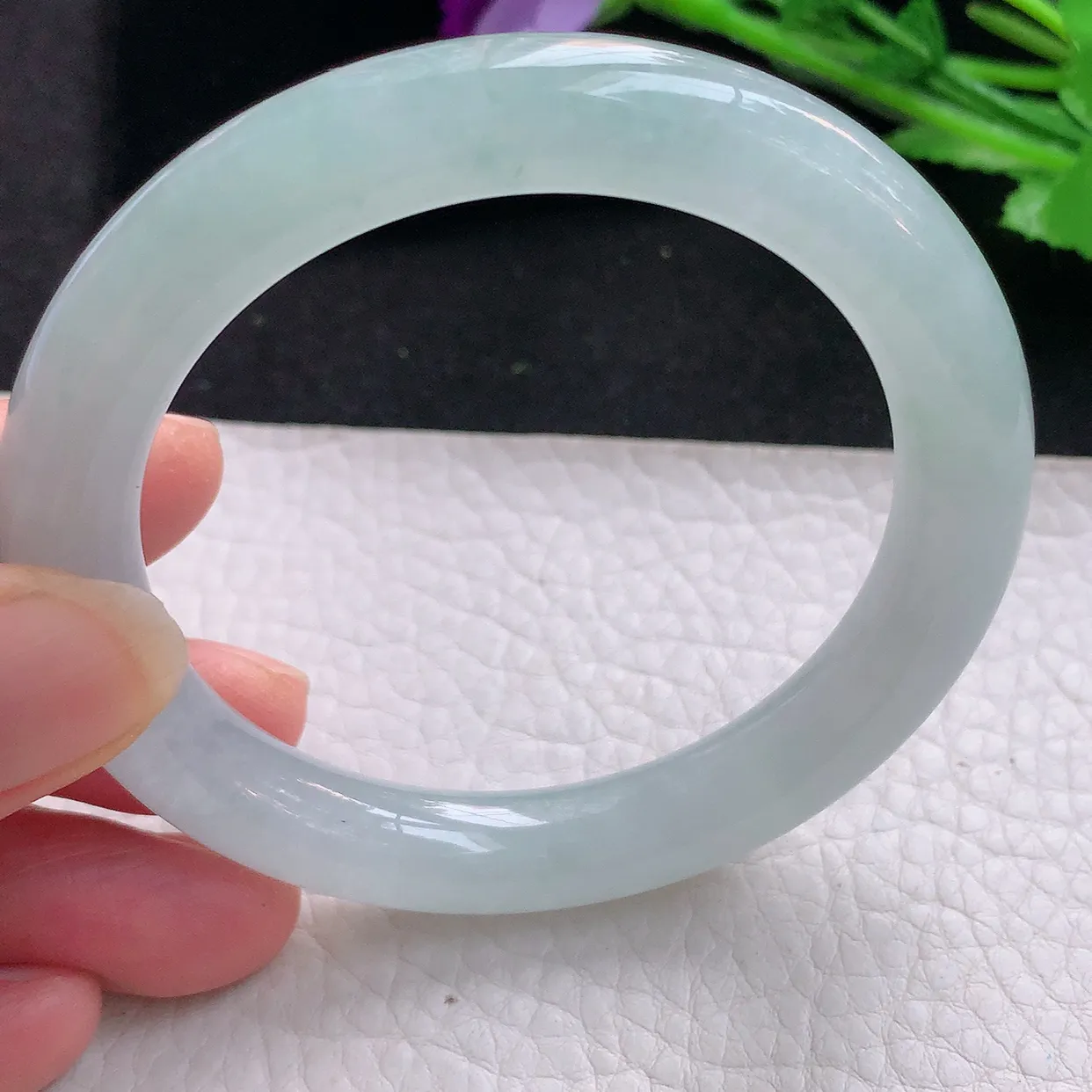 jm自然光55*9.8美人镯 缅甸翡翠A货冰晴纯美圆条玉手镯玉手环