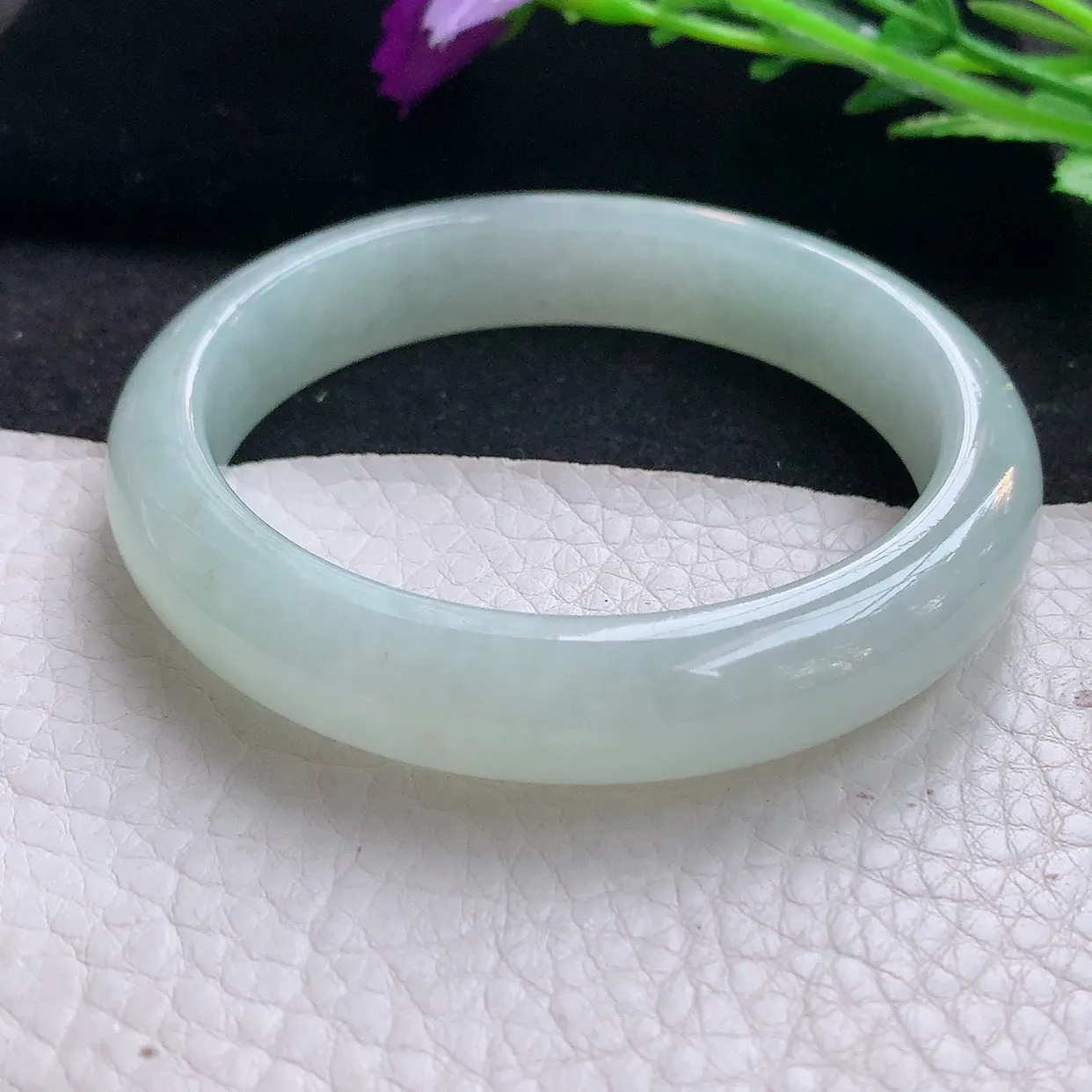 xx自然光56*12*7.8平安镯 缅甸翡翠A货玉手镯冰晴宽边玉手环