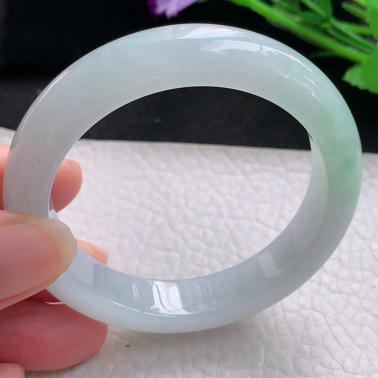 fx小圈口51*11.8*8.2平安镯 翡翠玉手镯清新冰胶宽边玉手环 美人镯