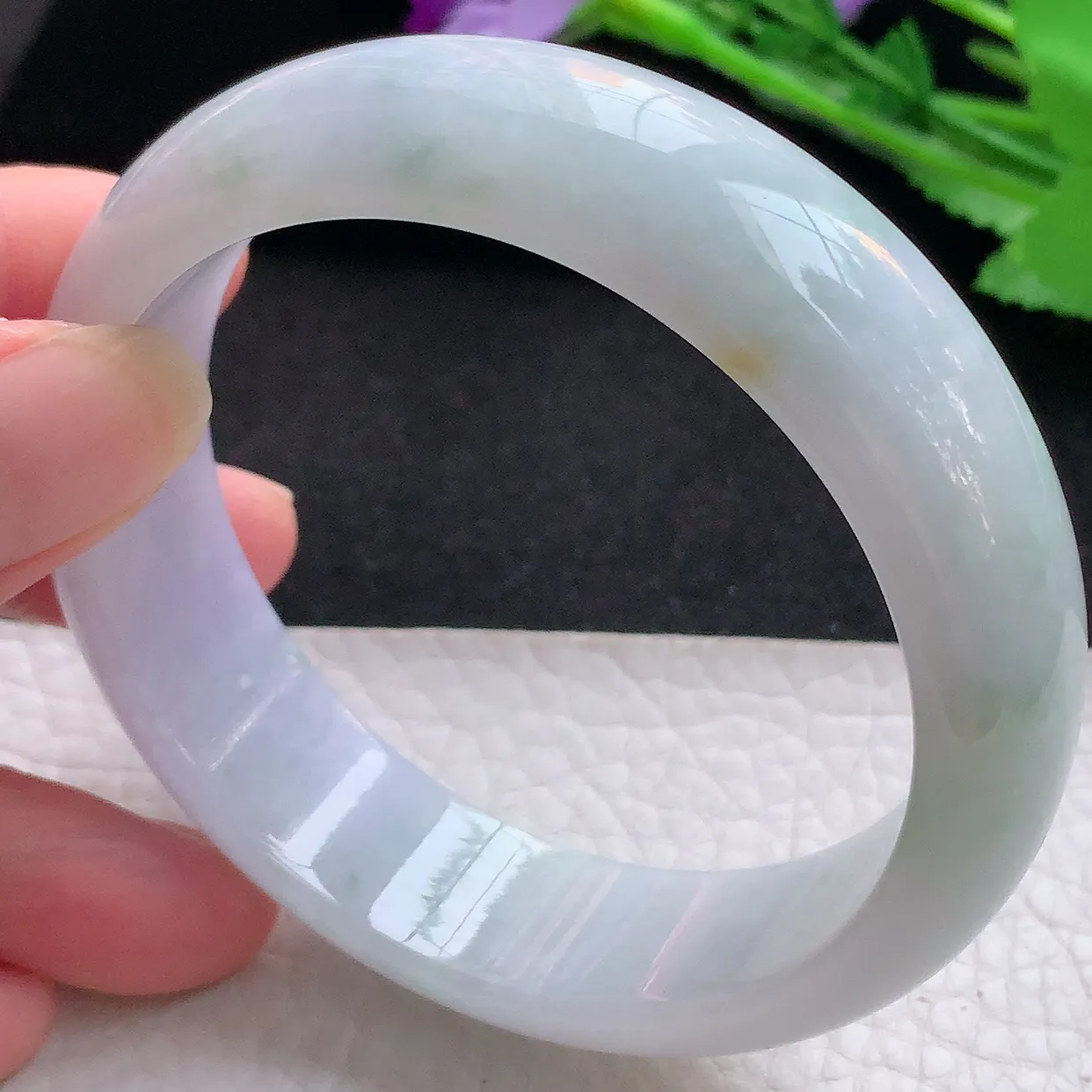 nr自然光59.5*16.8*8轮胎镯 缅甸翡翠A货玉手镯春带彩宽边玉手环