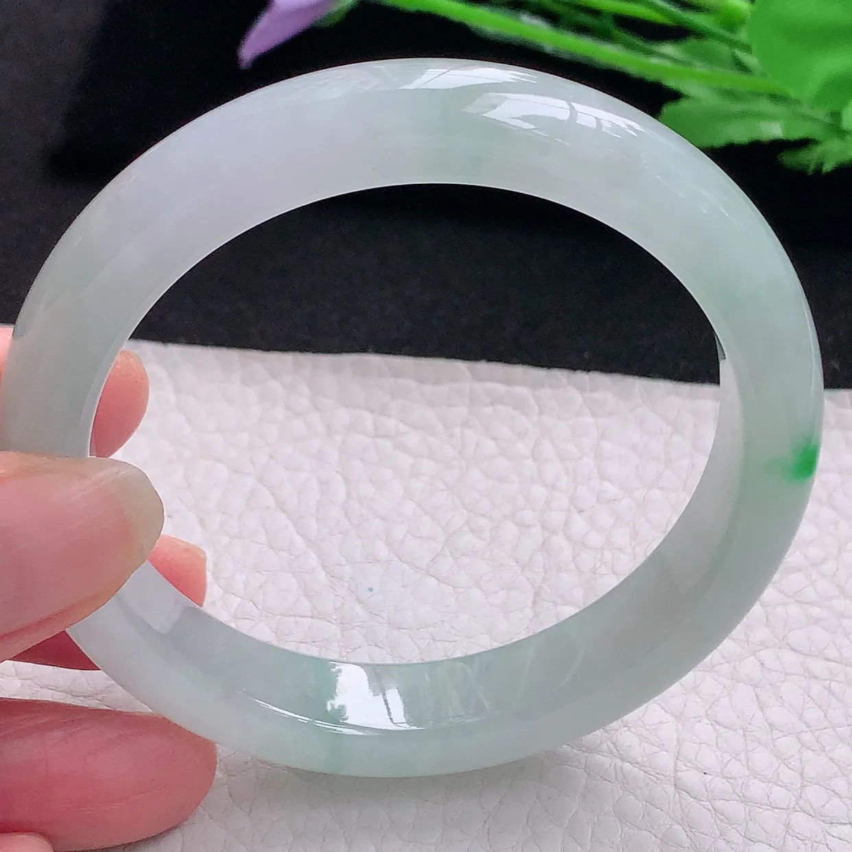 xx自然光58.5*12*8.8平安镯 缅甸翡翠A货玉手镯冰润飘阳绿宽边玉手环