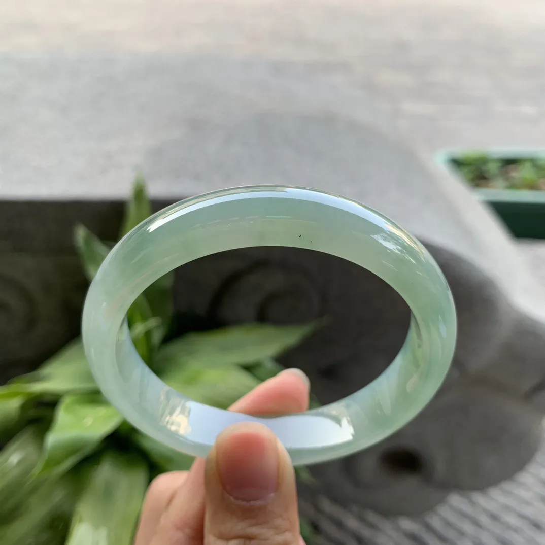 圈口55.5-12-7.3 【冰芙蓉绿正圈手镯】正圈55 56可戴