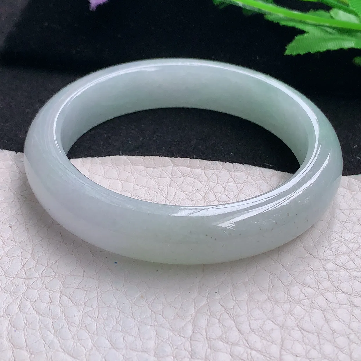 nr自然光56*12.8*8.5平安镯 缅甸翡翠A货玉手镯清爽宽边玉手环