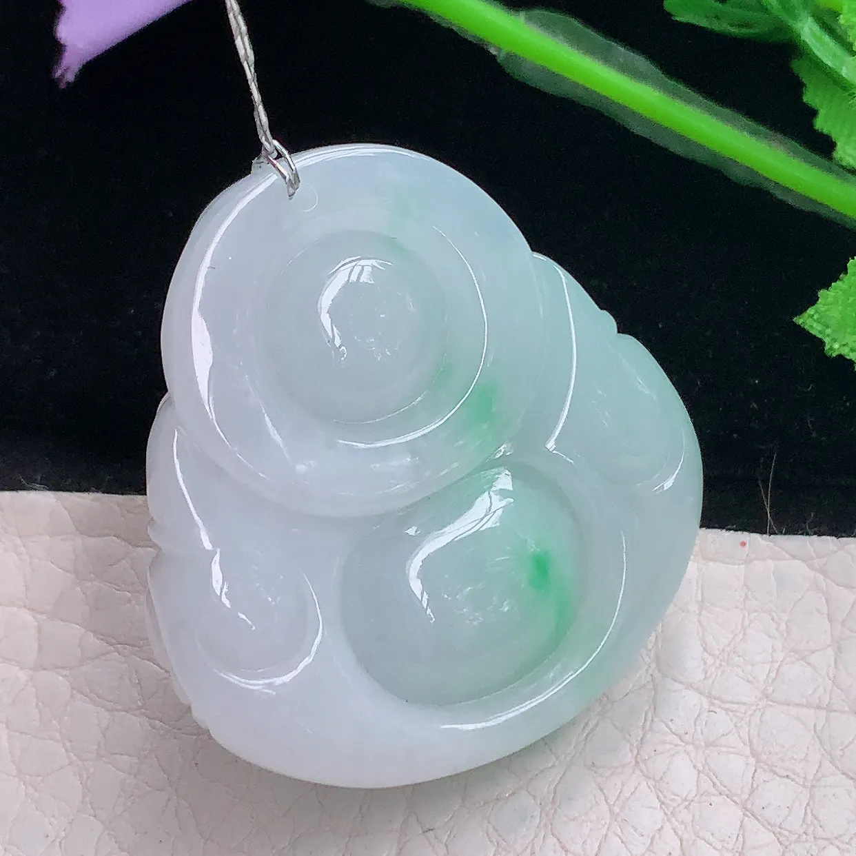 Xqa实拍36.3*34.812天然缅甸翡翠飘阳绿佛公吊坠 大肚弥勒佛项坠