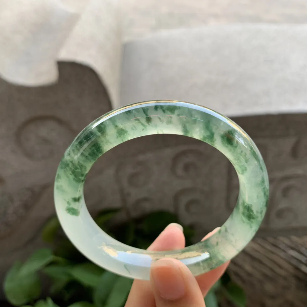 圈口55.6-11.2-9.5 【玻璃种飘花正圈手镯】正圈56 57可戴