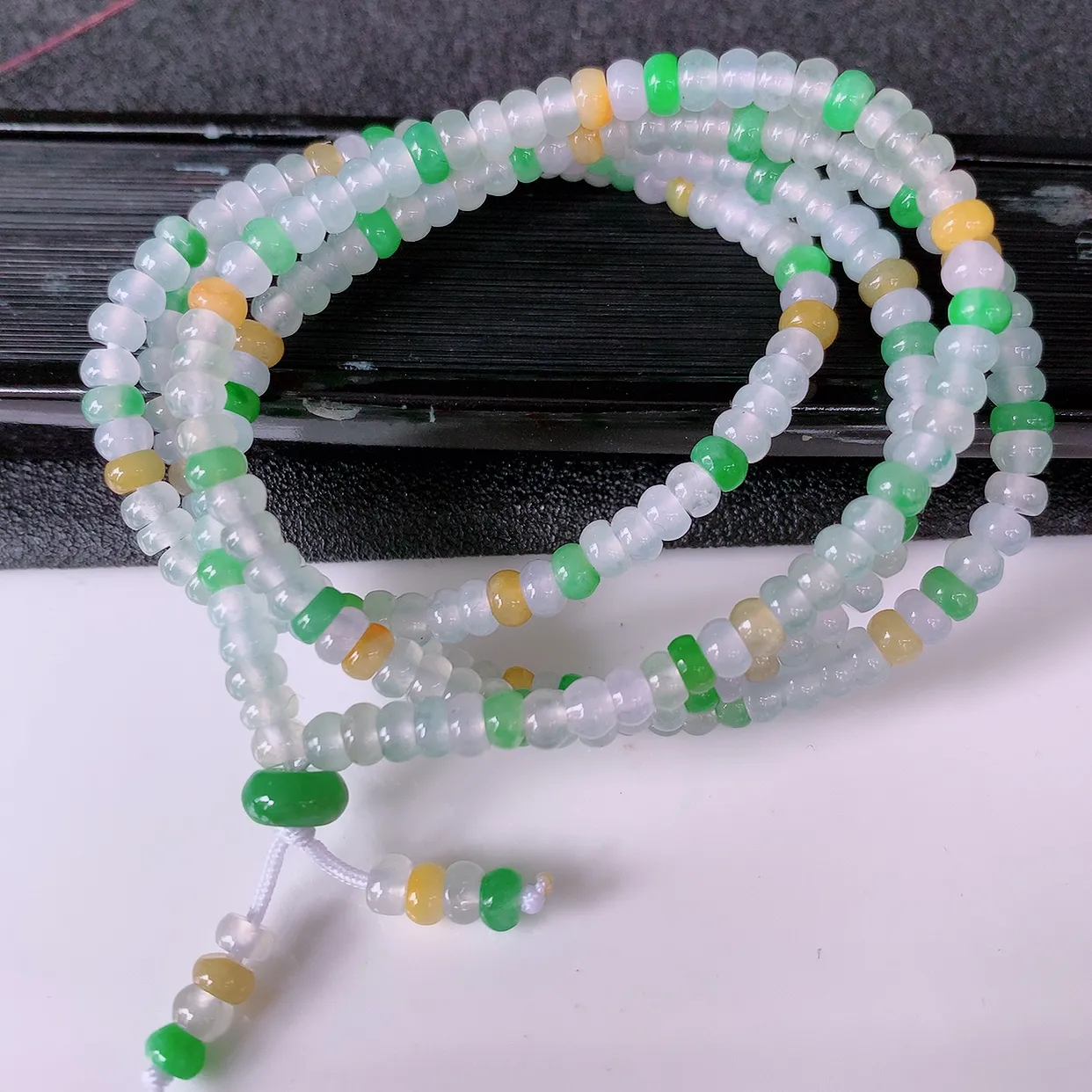 自然光实拍，冰种多宝翡翠项链，多彩翡翠珠链， 颜色丰富，料子细腻，高档大气  自戴送礼佳品！#001.1取一尺寸4mm