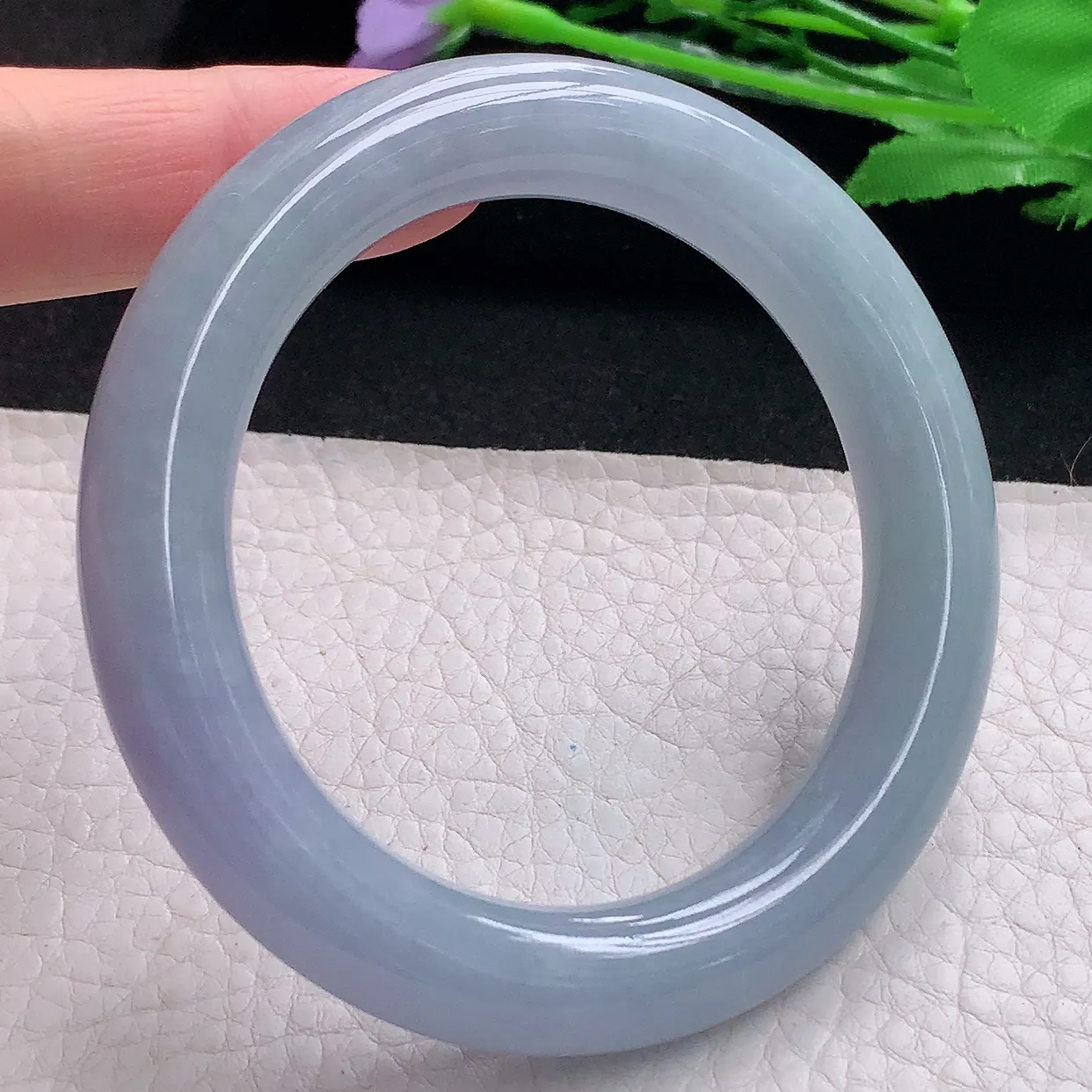 z自然光55*l1.2美人镯 缅甸翡翠A货贵气紫罗兰圆条玉手镯玉手环