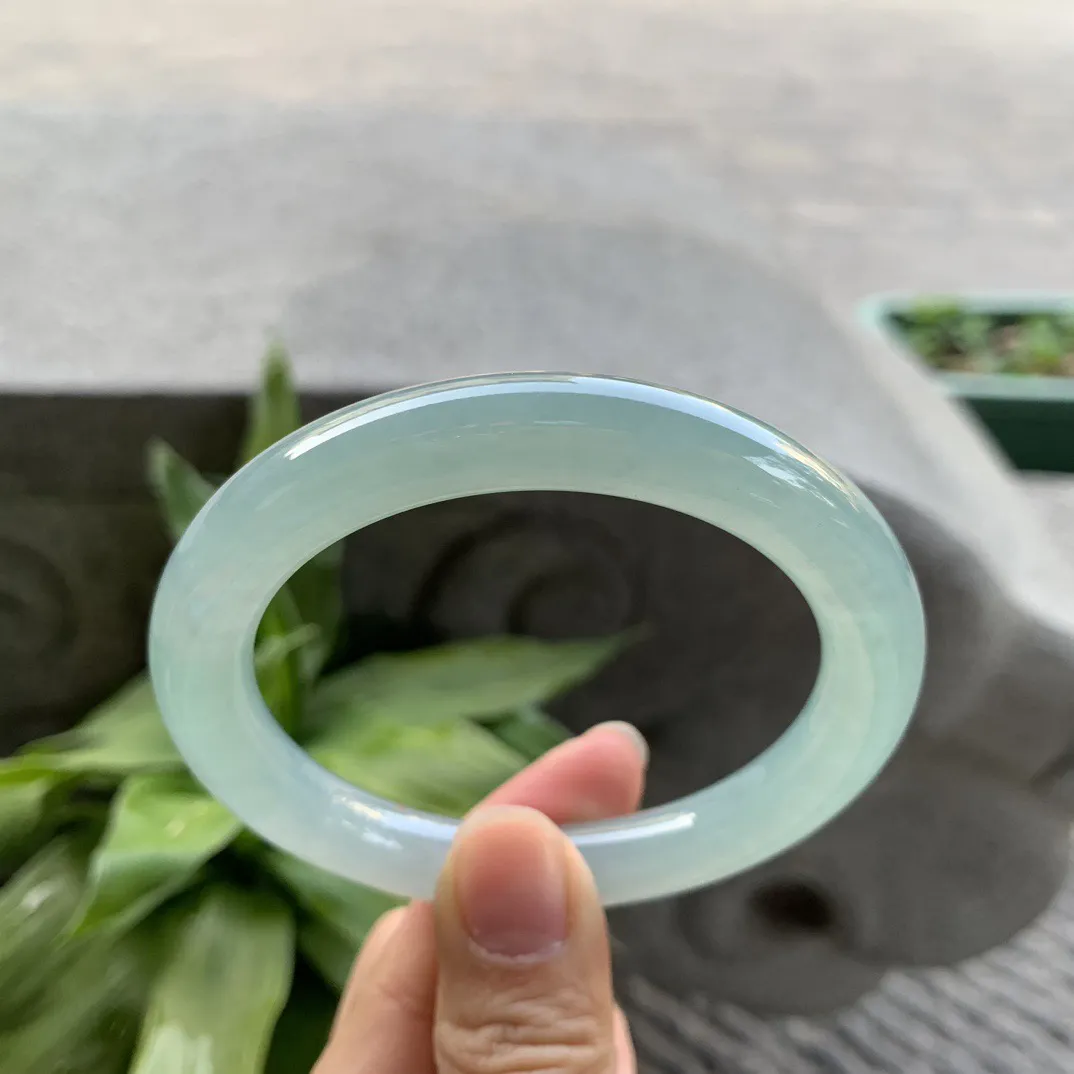 圈口 57.3-9.9【冰晴绿圆条手镯】圆条57 58可戴