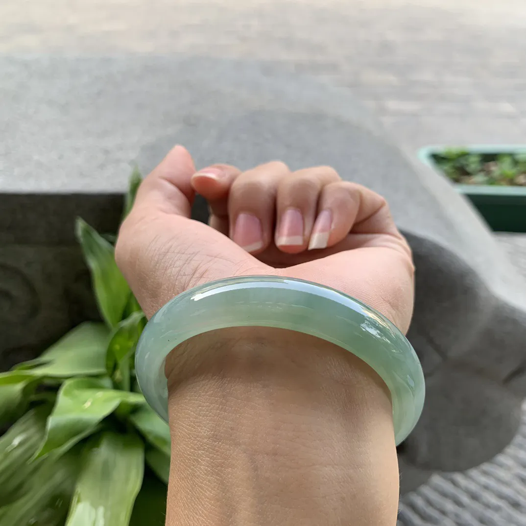 圈口55.5-12-7.3 【冰芙蓉绿正圈手镯】正圈55 56可戴