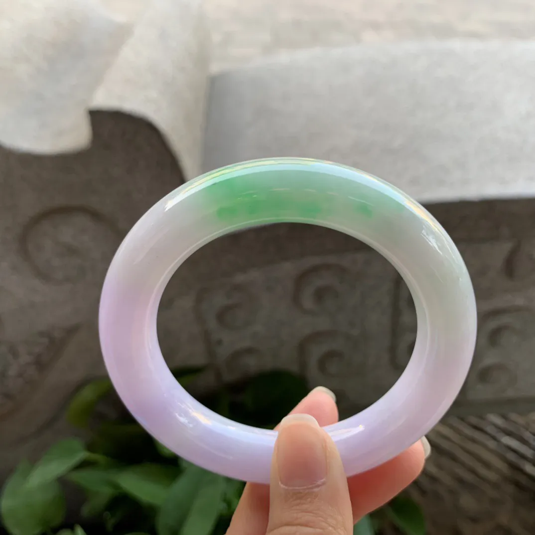 圈口 55.8-12.9【春彩圆条手镯】圆条55 56可戴 冰透水润 起光 底子细腻 性价比爆棚