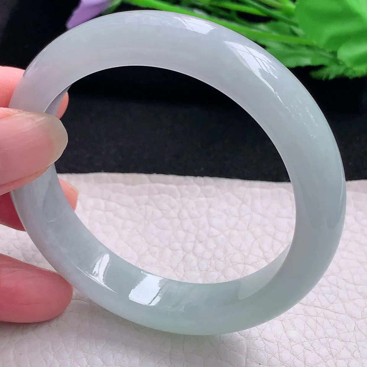 nr自然光56*12.8*8.5平安镯 缅甸翡翠A货玉手镯清爽宽边玉手环