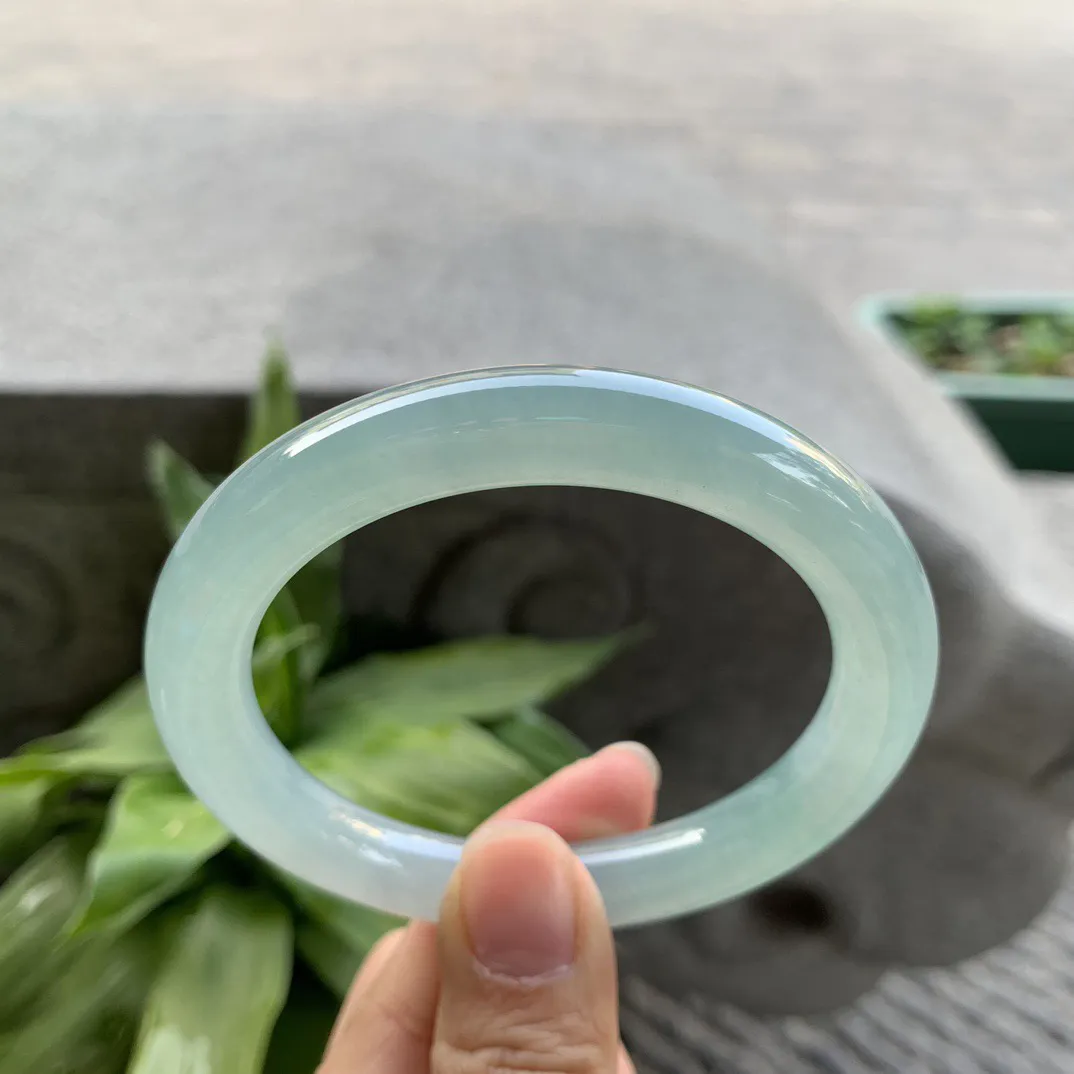 圈口 57.3-9.9【冰晴绿圆条手镯】圆条57 58可戴