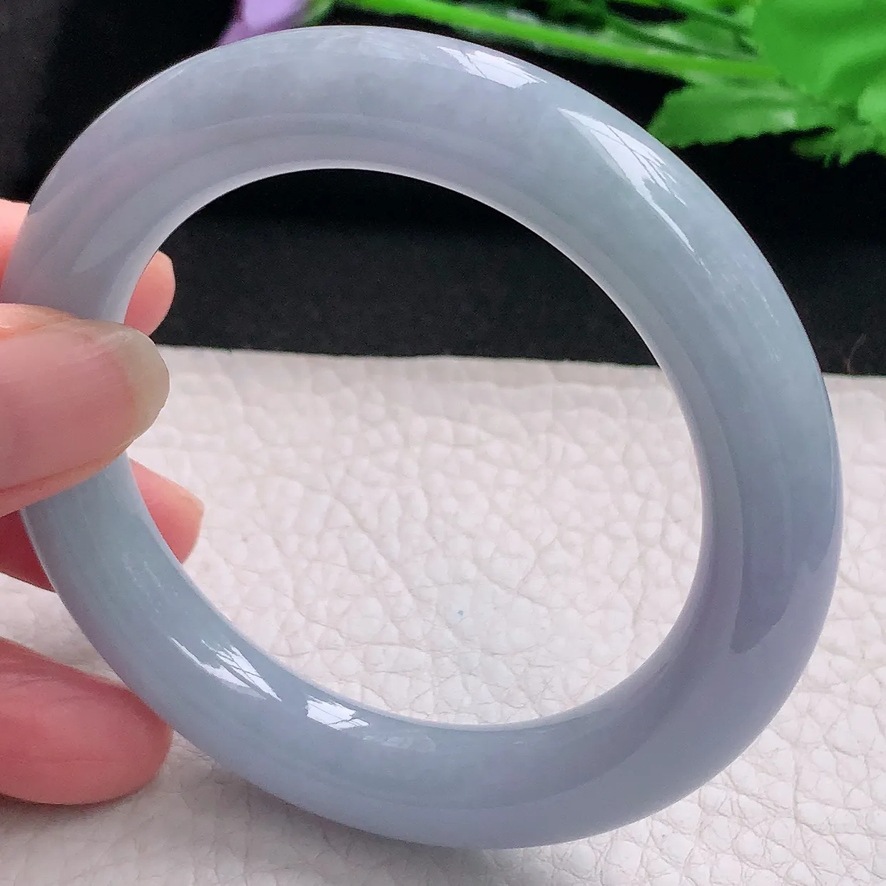 z自然光55*l1.2美人镯 缅甸翡翠A货贵气紫罗兰圆条玉手镯玉手环