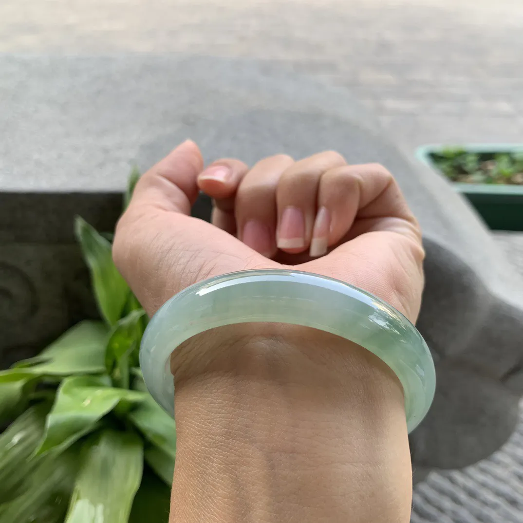 圈口55.5-12-7.3 【冰芙蓉绿正圈手镯】正圈55 56可戴