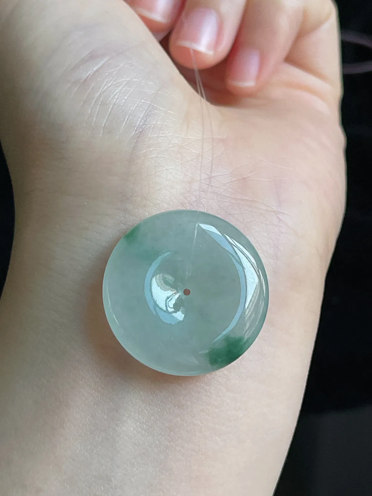 翡翠冰糯种淡绿色平安扣