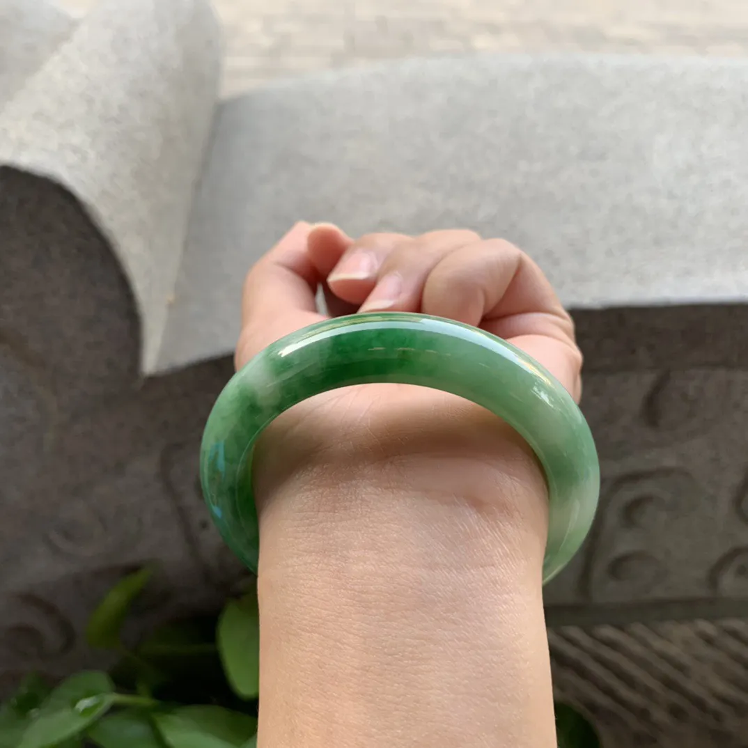 圈口 54.7-13-9【芙蓉绿正圈手镯】正圈54 55可戴