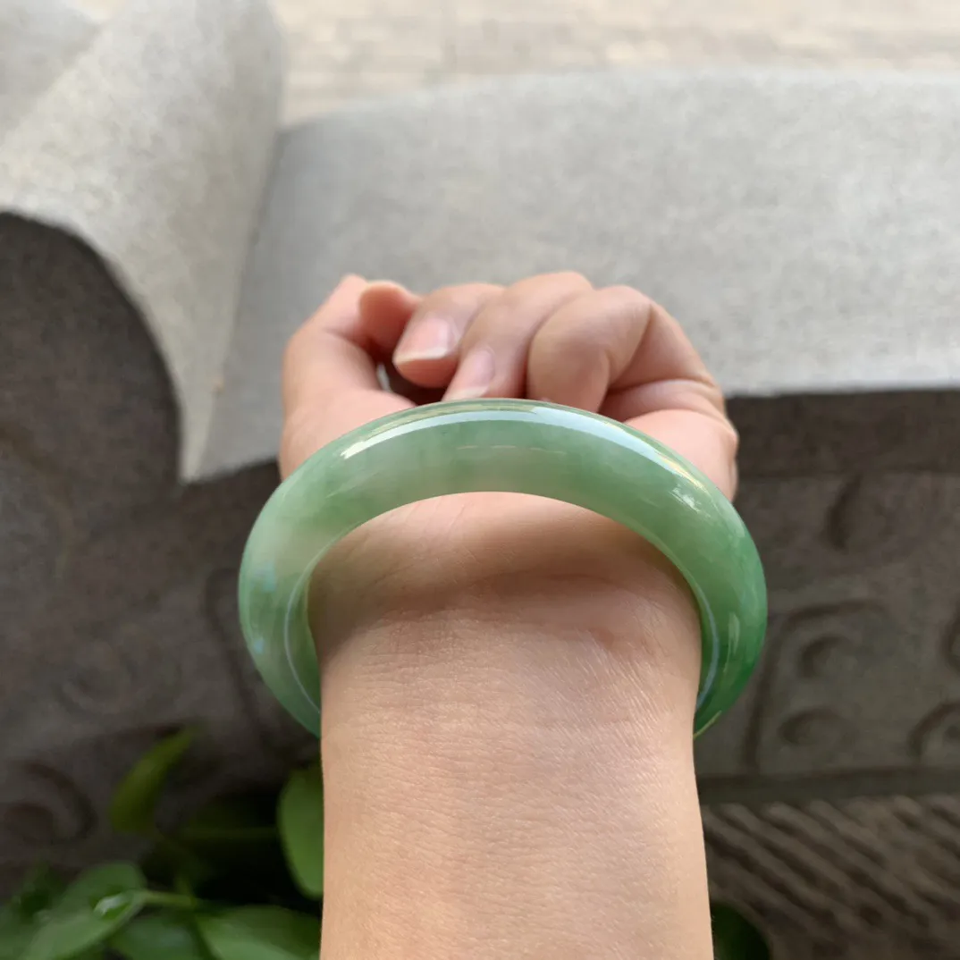 圈口 54.7-13-9【芙蓉绿正圈手镯】正圈54 55可戴